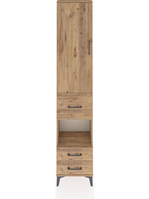 Dienni Arges Dolap 4 Raflı 3 Çekmeceli Tek Kapaklı 44X30X221 Çam-Çam