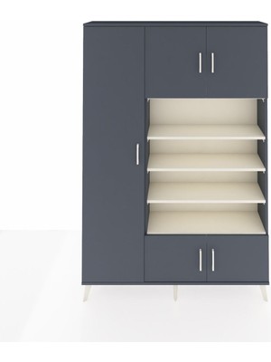 Dienni Arges Dolap 10 Raflı 5 Kapaklı 132X30X195 Antrasit-Antrasit/aytaşı