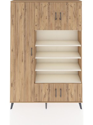 Dienni Arges Dolap 10 Raflı 5 Kapaklı 132X30X195 Çam-Çam/aytaşı