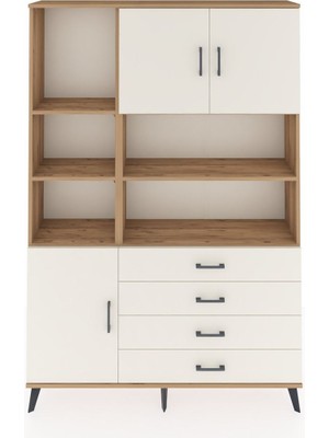 Dienni Arges Dolap 8 Raflı 4 Çekmeceli 3 Kapaklı 132X30X195 Çam-Aytaşı/aytaşı