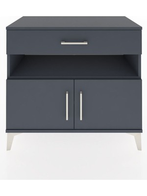 Dienni Hyperion Şifonyer 2 Raflı Tek Çekmeceli 2 Kapaklı 88X44X80 Antrasit-Antrasit