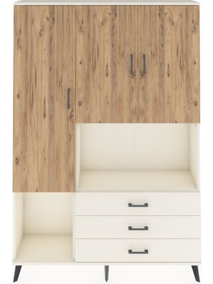 Dienni Arges Dolap 6 Raflı 3 Çekmeceli 3 Kapaklı 132X30X195 Aytaşı-Çam/aytaşı