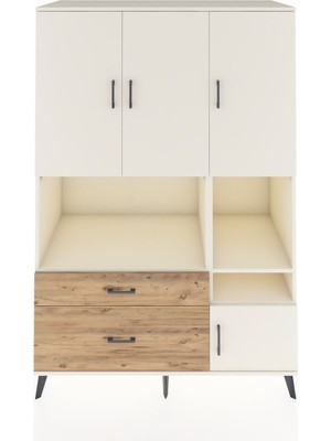 Dienni Kronos Dolap 7 Raflı 2 Çekmeceli 4 Kapaklı 132X59X195 Aytaşı-Aytaşı/çam