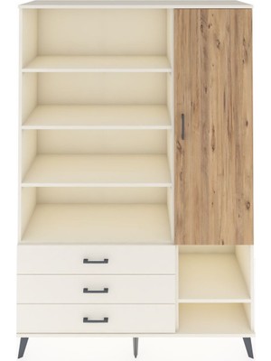 Dienni Hyperion Dolap 9 Raflı 3 Çekmeceli Tek Kapaklı  132X44X195 Aytaşı-Çam/aytaşı