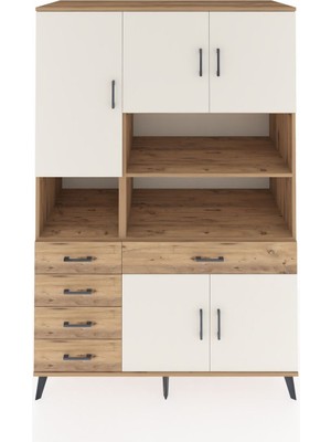 Dienni Kronos Dolap 9 Raflı 5 Çekmeceli 5 Kapaklı 132X59X195 Çam-Aytaşı/çam