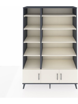Dienni Hyperion Dolap 10 Raflı 3 Kapaklı 132X44X195 Antrasit-Aytaşı/aytaşı