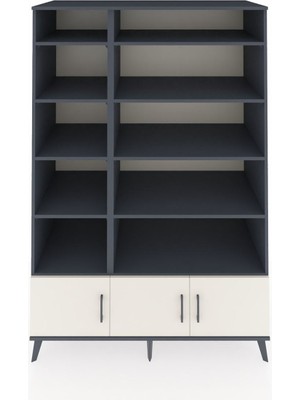 Dienni Kronos Dolap 10 Raflı 3 Kapaklı 132X59X195 Antrasit-Aytaşı/antrasit