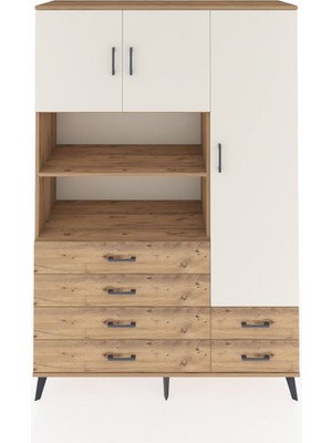 Dienni Hyperion Dolap 9 Raflı 6 Çekmeceli 3 Kapaklı 132X44X195 Çam-Aytaşı/çam
