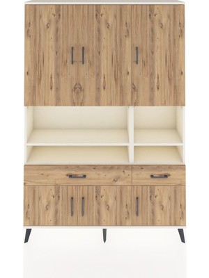 Dienni Arges Dolap 8 Raflı 2 Çekmeceli 6 Kapaklı 132X30X195 Aytaşı-Çam/çam