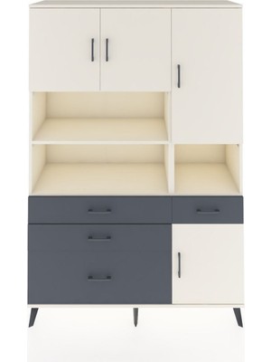 Dienni Hyperion Dolap 9 Raflı 4 Çekmeceli 4 Kapaklı 132X44X195 Aytaşı-Aytaşı/antrasit