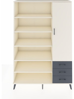 Dienni Hyperion Dolap 9 Raflı 3 Çekmeceli Tek Kapaklı  132X44X195 Aytaşı-Aytaşı/antrasit