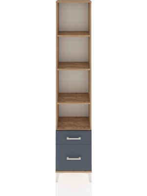Dienni Arges Dolap 4 Raflı 2 Çekmeceli 44X30X221 Çam-Antrasit
