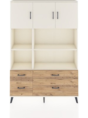 Dienni Arges Dolap 8 Raflı 4 Çekmeceli 3 Kapaklı 132X30X195 Aytaşı-Aytaşı/çam