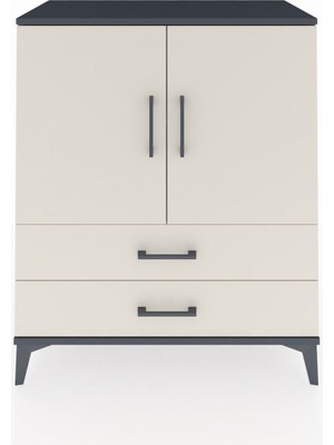 Dienni Hyperion Şifonyer 2 Raflı 2 Çekmeceli 2 Kapaklı 88X44X106 Antrasit-Aytaşı
