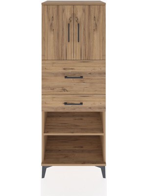 Dienni Hyperion Dolap 3 Raflı 2 Çekmeceli 2 Kapaklı 60X44X163 Çam-Çam