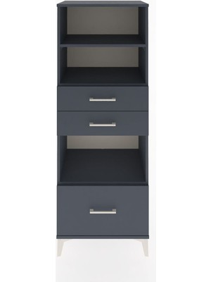Dienni Hyperion Dolap 3 Raflı 3 Çekmeceli 60X44X163 Antrasit-Antrasit