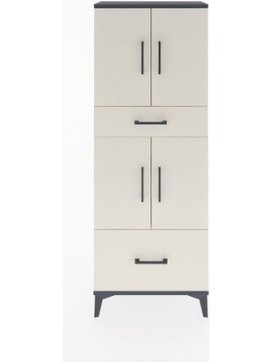 Dienni Arges Dolap 4 Raflı 2 Çekmeceli 4 Kapaklı 60X30X163 Antrasit-Aytaşı