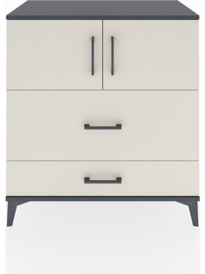 Dienni Hyperion Şifonyer 2 Raflı 2 Çekmeceli 2 Kapaklı 88X44X96 Antrasit-Aytaşı