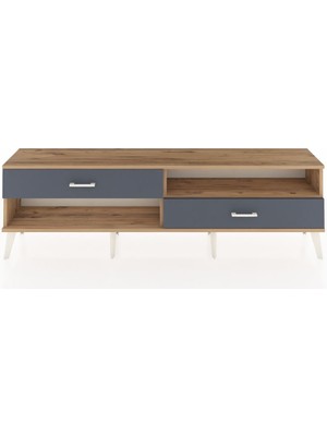 Dienni Arges Tv Ünitesi Tek Raflı 2 Çekmeceli  176X30X51 Çam-Çam/antrasit