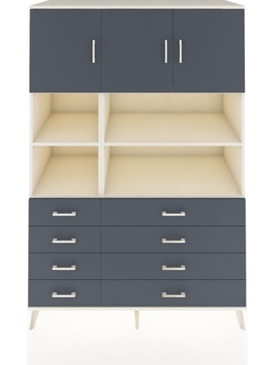 Dienni Kronos Dolap 8 Raflı 8 Çekmeceli 3 Kapaklı 132X59X195 Aytaşı-Antrasit/antrasit