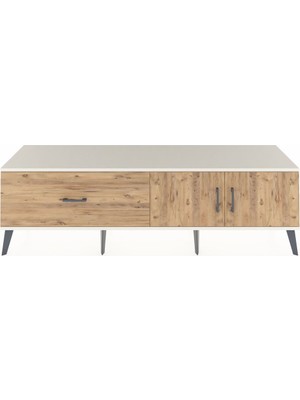 Dienni Hyperion Tv Ünitesi Tek Raflı Tek Çekmeceli 2 Kapaklı 176X44X51 Aytaşı-Çam/çam