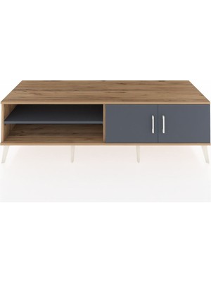 Dienni Kronos Tv Ünitesi 2 Raflı 2 Kapaklı 176X59X51 Çam-Antrasit/antrasit