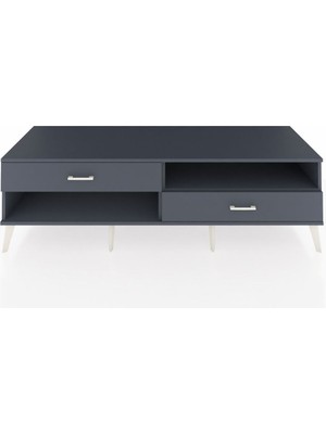 Dienni Kronos Tv Ünitesi Tek Raflı 2 Çekmeceli  176X59X51 Antrasit-Antrasit/antrasit