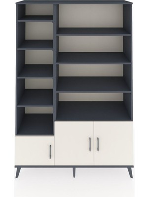 Dienni Hyperion Dolap 10 Raflı 3 Kapaklı 132X44X195 Antrasit-Aytaşı/antrasit