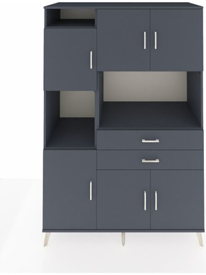 Dienni Kronos Dolap 8 Raflı 2 Çekmeceli 6 Kapaklı 132X59X195 Antrasit-Antrasit/antrasit