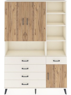 Dienni Arges Dolap 8 Raflı 5 Çekmeceli 3 Kapaklı 132X30X195 Aytaşı-Çam/aytaşı
