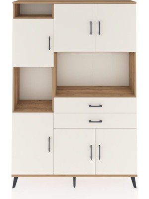 Dienni Arges Dolap 8 Raflı 2 Çekmeceli 6 Kapaklı 132X30X195 Çam-Aytaşı/aytaşı
