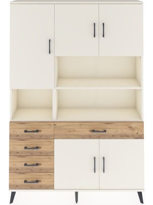 Dienni Arges Dolap 9 Raflı 5 Çekmeceli 5 Kapaklı 132X30X195 Aytaşı-Aytaşı/çam