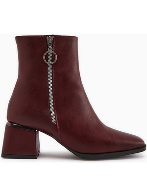 Limoya Deyana Bordo Fermuar Aksesuarlı Bot