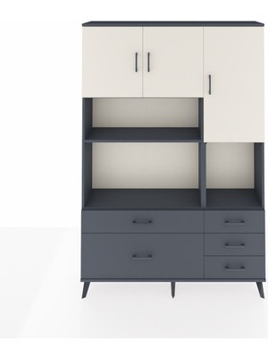 Dienni Arges Dolap 8 Raflı 5 Çekmeceli 3 Kapaklı 132X30X195 Antrasit-Aytaşı/antrasit