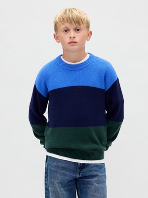 Gap Erkek Çocuk Koyu Mavi Cashsoft Relaxed Bisiklet Yaka Kazak