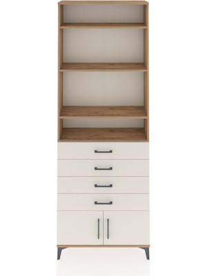 Dienni Arges Dolap 4 Raflı 4 Çekmeceli 2 Kapaklı 88X30X243 Çam-Aytaşı