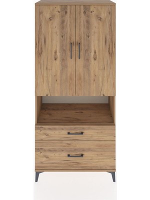 Dienni Hyperion Dolap 2 Raflı 2 Çekmeceli Tek Askılı 88X44X195 Çam-Çam