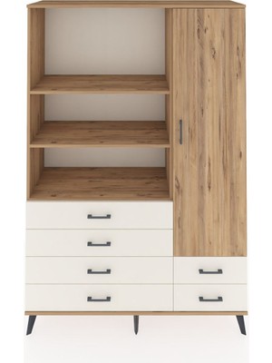 Dienni Hyperion Dolap 7 Raflı 6 Çekmeceli Tek Kapaklı  132X44X195 Çam-Çam/aytaşı