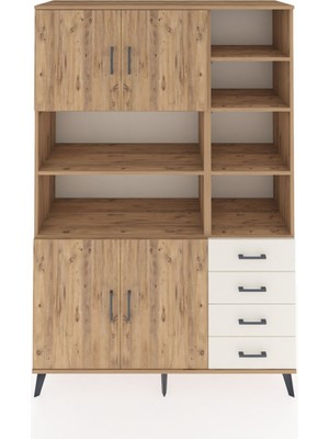 Dienni Hyperion Dolap 9 Raflı 4 Çekmeceli 4 Kapaklı 132X44X195 Çam-Çam/aytaşı
