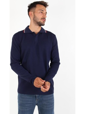 Mckanzie 3001 İnce Çizgili Yakası Çizgili Kazak