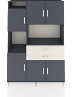 Dienni Hyperion Dolap 8 Raflı 2 Çekmeceli 6 Kapaklı 132X44X195 Antrasit-Antrasit/aytaşı