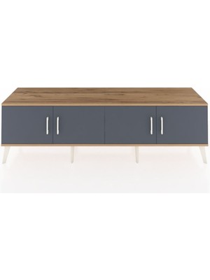 Dienni Hyperion Tv Ünitesi 2 Raflı 4 Kapaklı 176X44X51 Çam-Antrasit/antrasit
