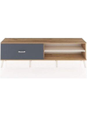 Dienni Arges Tv Ünitesi Tek Raflı Tek Çekmeceli  176X30X51 Çam-Aytaşı/antrasit