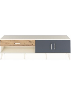 Dienni Arges Tv Ünitesi Tek Raflı Tek Çekmeceli 2 Kapaklı 176X30X51 Aytaşı-Antrasit/çam