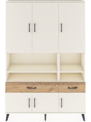 Dienni Arges Dolap 8 Raflı 2 Çekmeceli 6 Kapaklı 132X30X195 Aytaşı-Aytaşı/çam