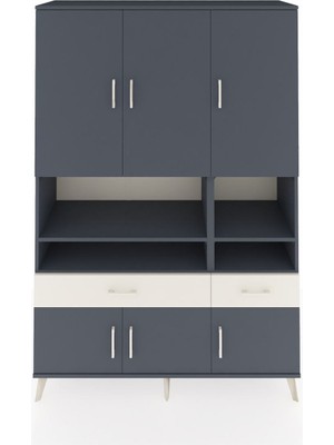 Dienni Hyperion Dolap 8 Raflı 2 Çekmeceli 6 Kapaklı 132X44X195 Antrasit-Antrasit/aytaşı