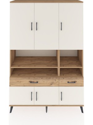 Dienni Hyperion Dolap 8 Raflı 2 Çekmeceli 6 Kapaklı 132X44X195 Çam-Aytaşı/çam