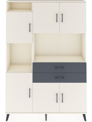 Dienni Arges Dolap 8 Raflı 2 Çekmeceli 6 Kapaklı 132X30X195 Aytaşı-Aytaşı/antrasit
