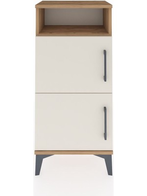 Dienni Arges Komodin Tek Raflı 2 Kapaklı 44X30X96 Çam-Aytaşı