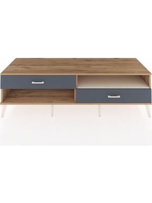 Dienni Kronos Tv Ünitesi Tek Raflı 2 Çekmeceli  176X59X51 Çam-Aytaşı/antrasit